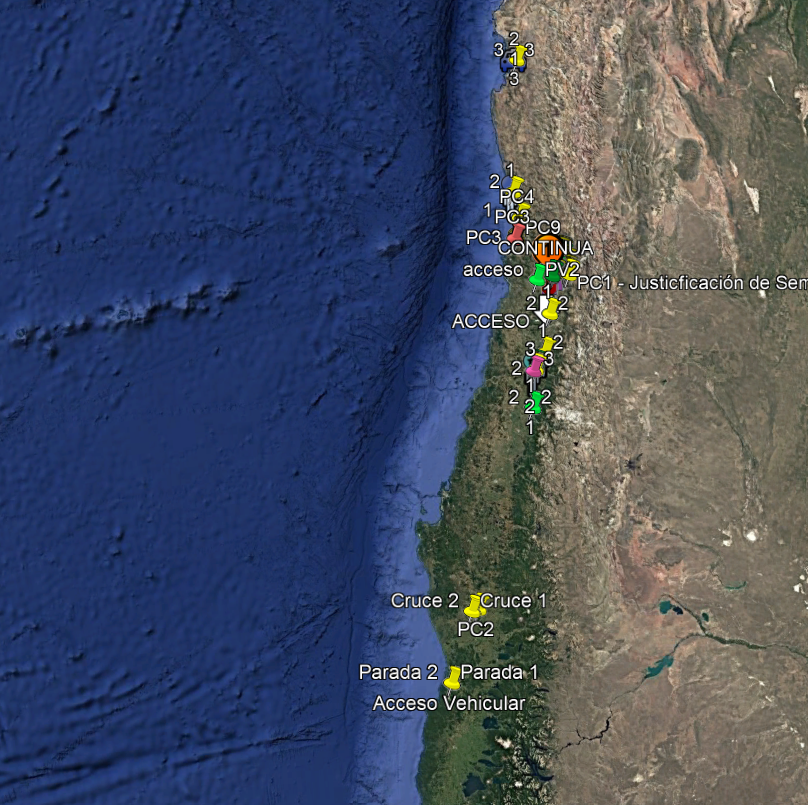 Puntos de Medición a lo largo de todo Chile